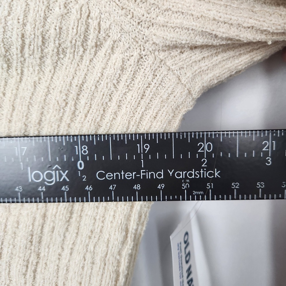 Old Navy Womens Cream Ribbed Button Down V-Neck‎ Cardigan Cropped Long Sleeve XL - Picture 4 of 5